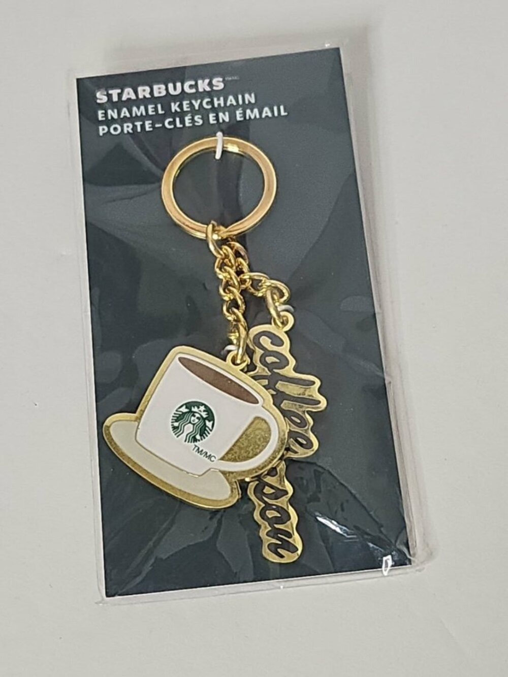 Starbucks Gold "Coffee Person" Enamel Keychain NWT - Picture 2 of 2